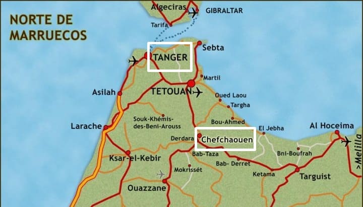 ¿Cómo ir de Tánger a Chefchaouen? mapa de tanger a Chefchaouen